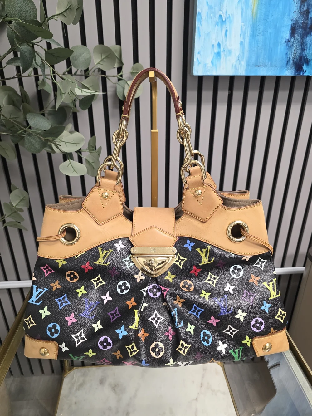 Louis Vuitton Ursula M40124 Monogram Multicolore Noir Black Murakami w/ COA
